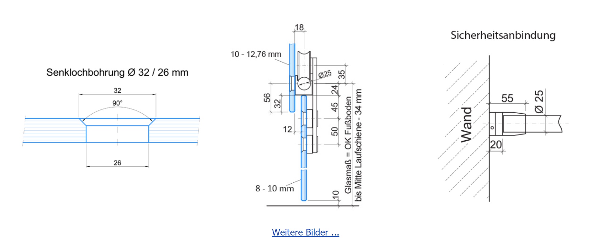 fri-line® beidseitig sperrbarer Türgriff, Länge 1300 mm, einseitig –  Glasbautechnik Schmidhuber, Glaserei, Thalgau
